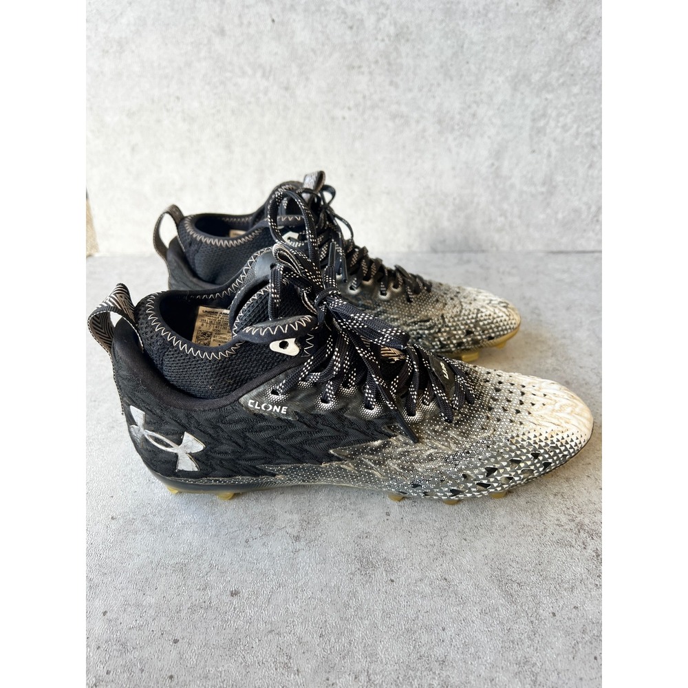 Under Armour Clone Blur Mens 8 Football Cleats Black White Low Top